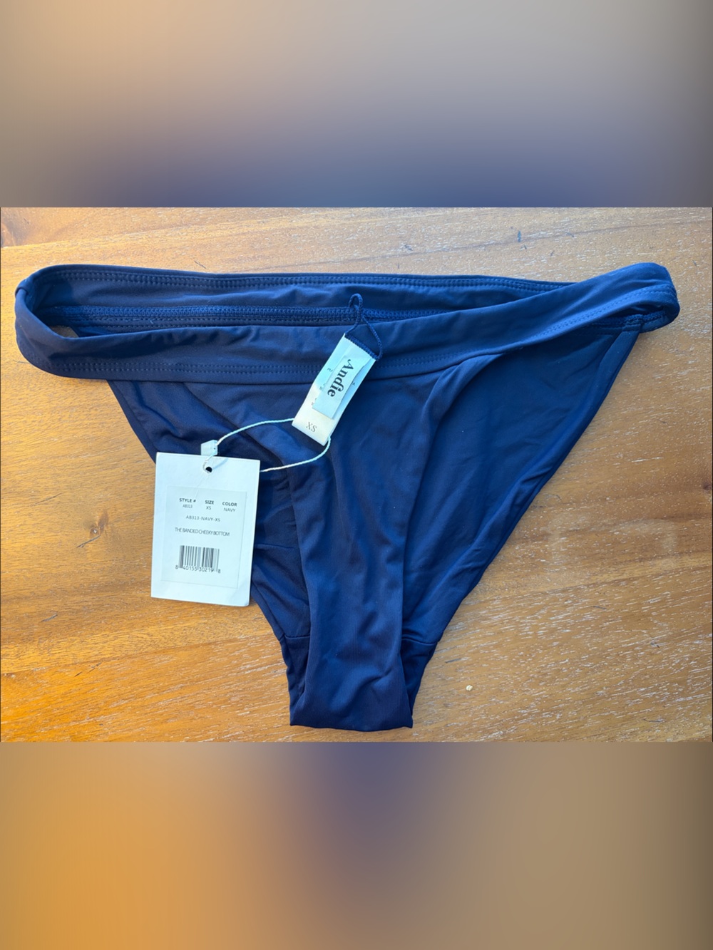 Andie Navy Banded Cheeky Swim Bottom